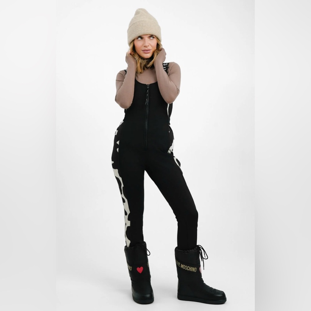 ASOS Topshop Black Outdoor Cow Print Snow Skinny Sallopette Athletic Ski Bip